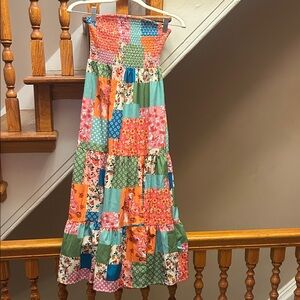 SHEIN Multicolor Patchwork Strapless Dress